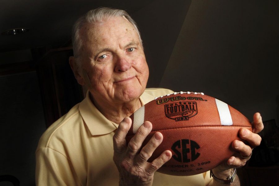 Keith Jackson, here in a 2015 file image, had a 52-year career in broadcasting. 