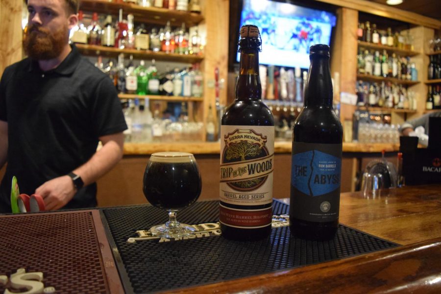 Jesse Rohr, bartender at Birch & Barley, displays some of their rare beers. 
The event included beer from Sierra Nevada and Deschutes breweries.