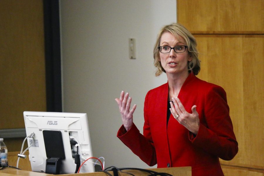Andrea Miller presents strategies she would bring to WSU as the new dean of Murrow College.