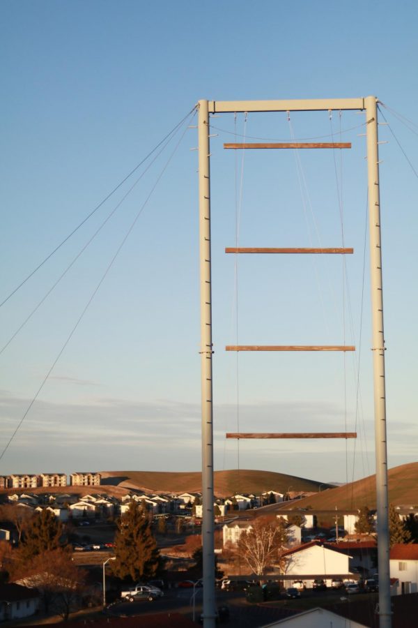 The Giants Ladder towers over the outside portion of the UREC. It will be the location of this years Valentine Climb.