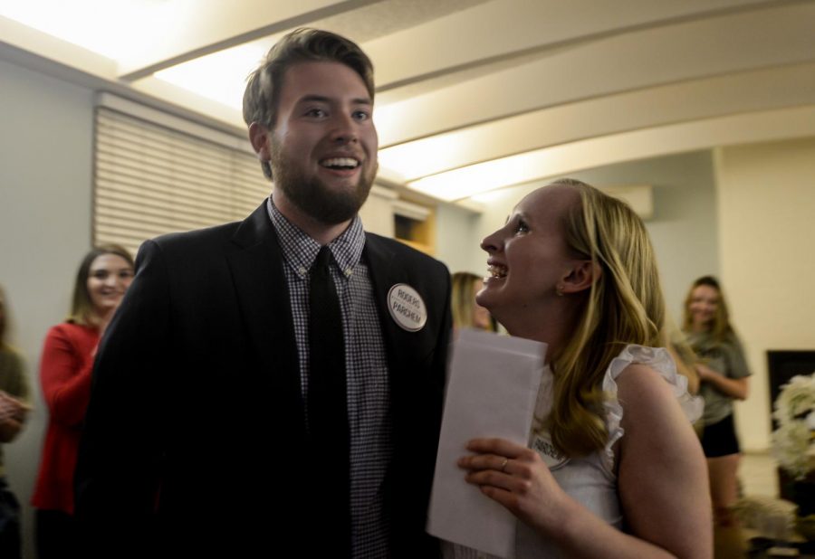 Savannah Rogers, right, and Tyler Parchem celebrate moments after receiving their winning results. Rogers said she never wanted anything more in her life. 