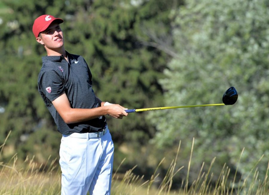 Junior AJ Armstrong watches his drive at the Desert Mountain Collegiate on Saturday in Scottsdale, Arizona.