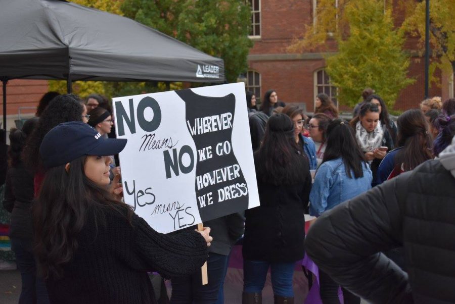 Students participate in the Take Back the Night march October on the Glenn Terrell Friendship Mall.