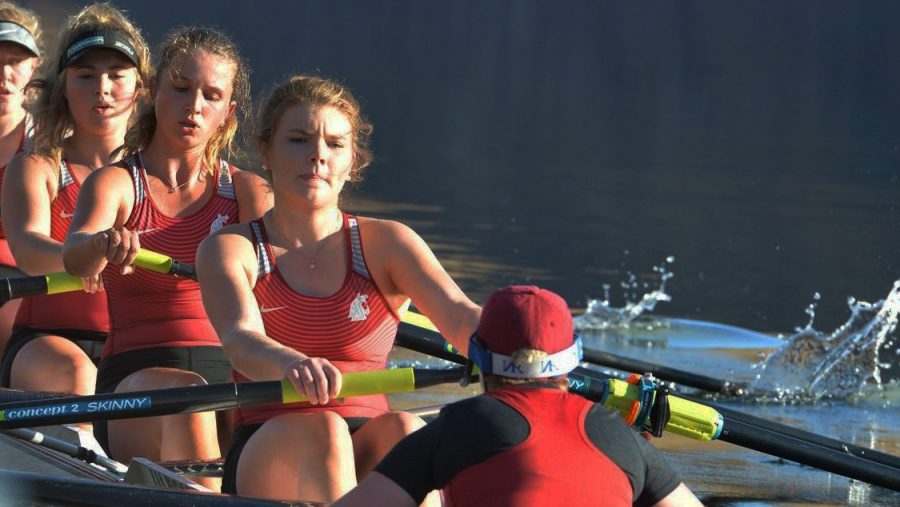 WSU rowing competes in a race earlier this season. Cougars are coming off sweep at hands of No. 1 UW.