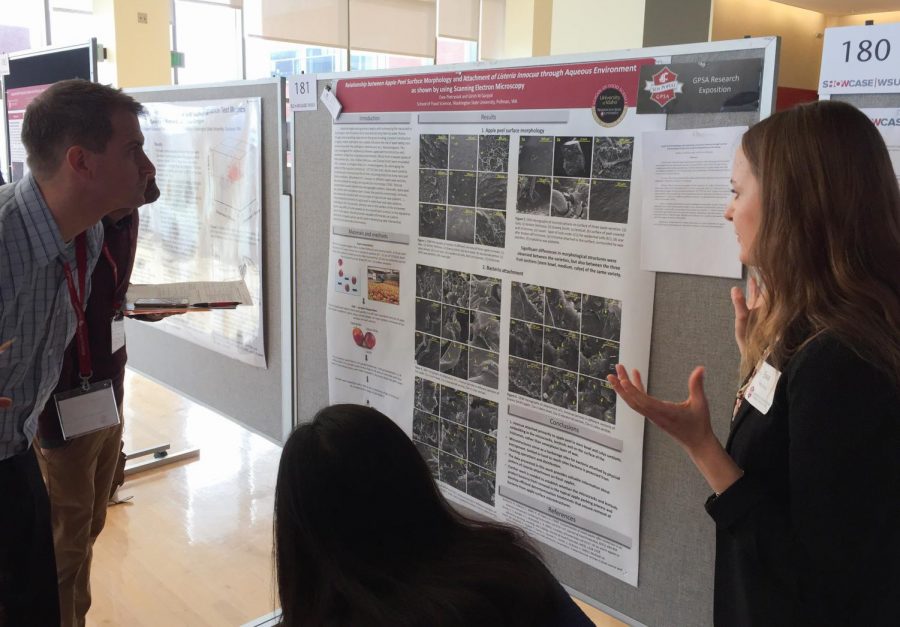 Ewa Pietrysiak, a graduate student in the School of Food Science, presents 
during the GPSA Research Expo on Thursday.