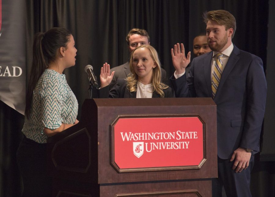 President-elect Savannah Rogers and Vice President-elect Tyler Parchem are sworn into office during the LEAD cere