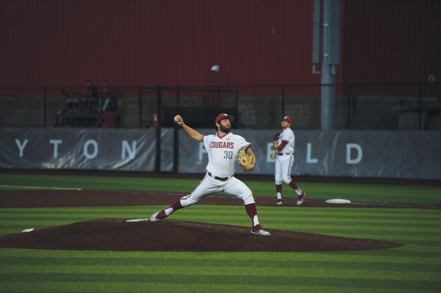 Then-senior right-handed pitcher Ryan Walker throws a pitch during a game against USC on May 11 at Bailey-Brayton Field.