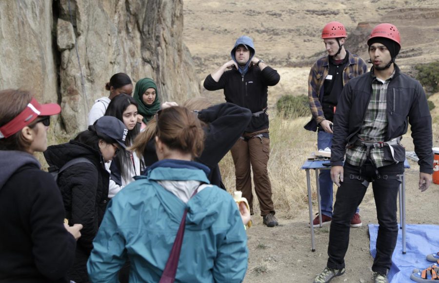 Instructors teach beginning climbers the ropes at Granite Point during the belay clinic at the Palouse Outdoor Festival on Sept. 23, 2017. This year’s festival will be held Saturday at Wawawai County Park and encourages participants of all levels of experience.