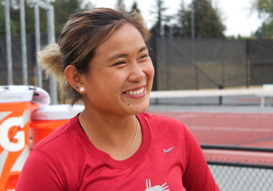 New+assistant+tennis+coach+Trang+Huynh+speaks+about+her+experiences+as+a+member+of+the+2015-2016+Cougar+tennis+team.