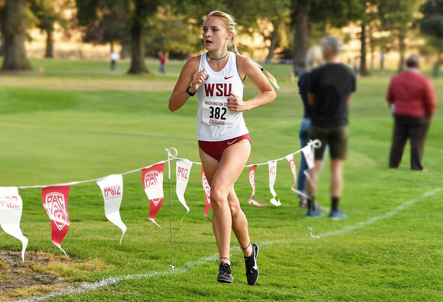 Junior Kaili Keefe participates in a meet earlier this year.
