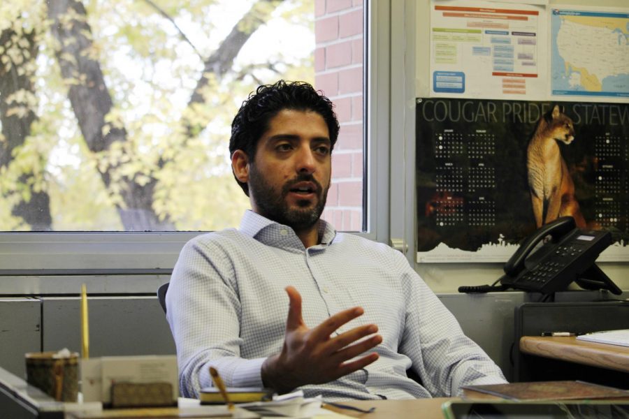 Associate Professor Ali Mehrizi-Sani discusses different types of renewable energy and its benefits on Wednesday in the Electrical-Mechanical Engineering Building.
