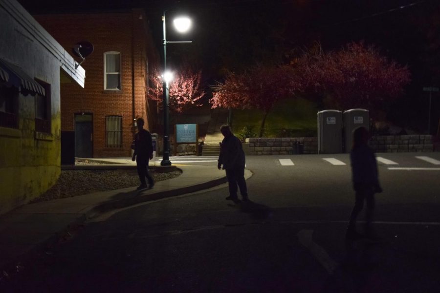 Volunteers at City of Palouse’s Haunted Palouse stagger around in the dimly lit streets of Palouse on Friday night. 