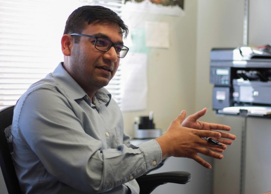 Subhansu+Gupta%2C+assistant+professor%2C+discusses+his+work+in+the+research+and+development+of+a+sugar-powered+sensor+that+can+be+used+to+detect+and+prevent+diseases.