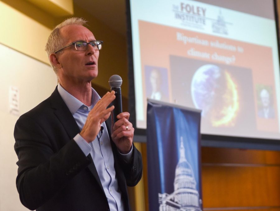 Republican Bob Inglis talks about his time in Congress and experience with climate change Tuesday.