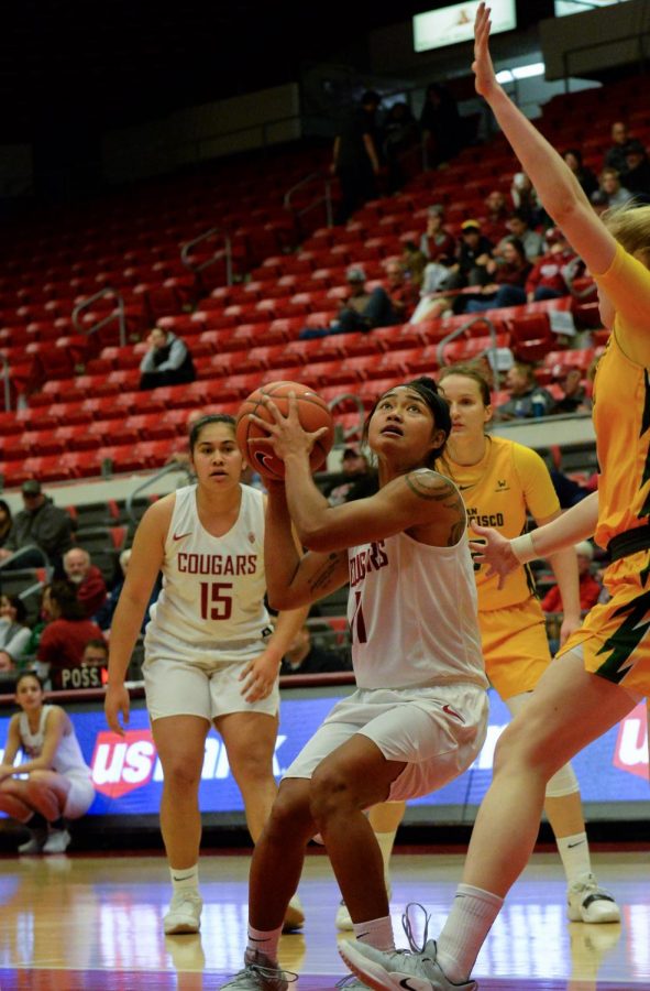 Junior guard Chanelle Molina goes up for a shot Thursday night at Beasley Coliseum.