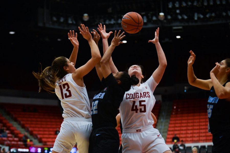 Senior center Maria Kistourkova attempts to make a layup in game against Warner Pacific on Oct. 29 in Beasley Coliseum.