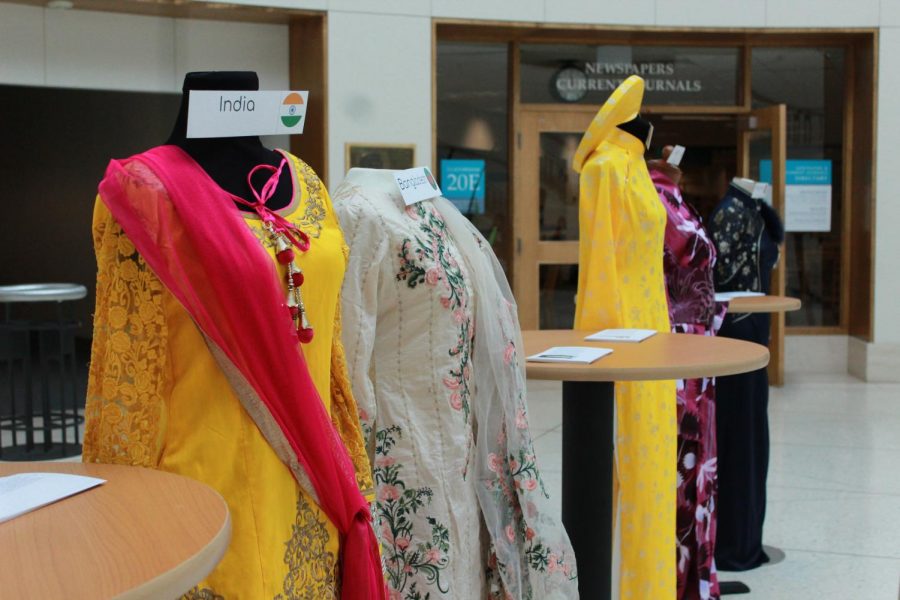 The Fashion Culture Showcase includes dresses made by apparel, merchandising, design and textiles students, on Wednesday at the Terrell Library.