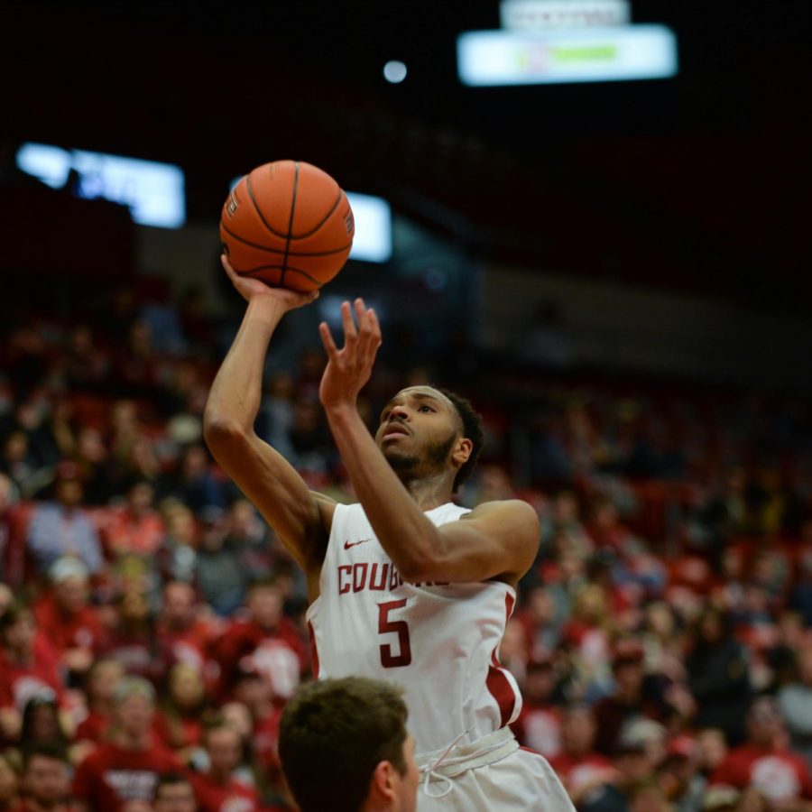 WSU sophomore forward Marvin Cannon shoots a basket in the game against Utah on Saturday night at Beasley Coliseum. The Cougs will return to Beasley on Wednesday.