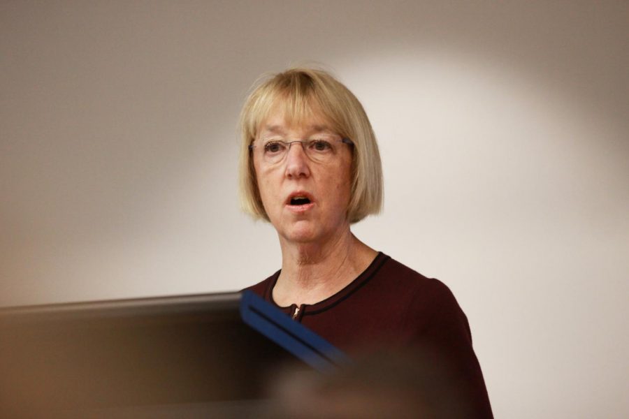 U.S. Sen. Patty Murray, D-Wash., giving a speech at the Chinook Student Center in April 2016.  