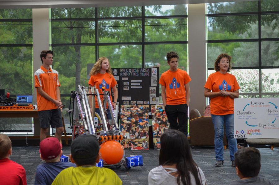 The Palouse Area Robotics Team does a demonstration at the Neill Public Library Wednesday afternoon. Helena Johnson, Alec Klaveano, Laura Harris, and Collin Weaver all make up a 4-H team which is a part of a Washington State University Extension.