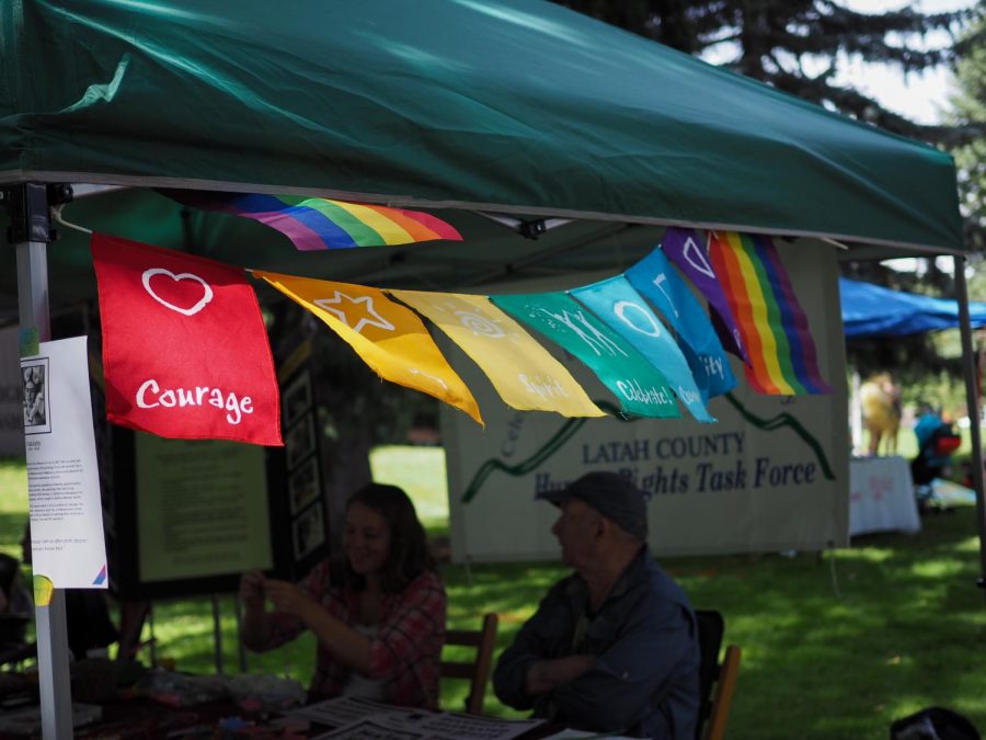 Signs displayed on the Moscow Human Rights Commissions booth at Palouse Pride on Saturday.