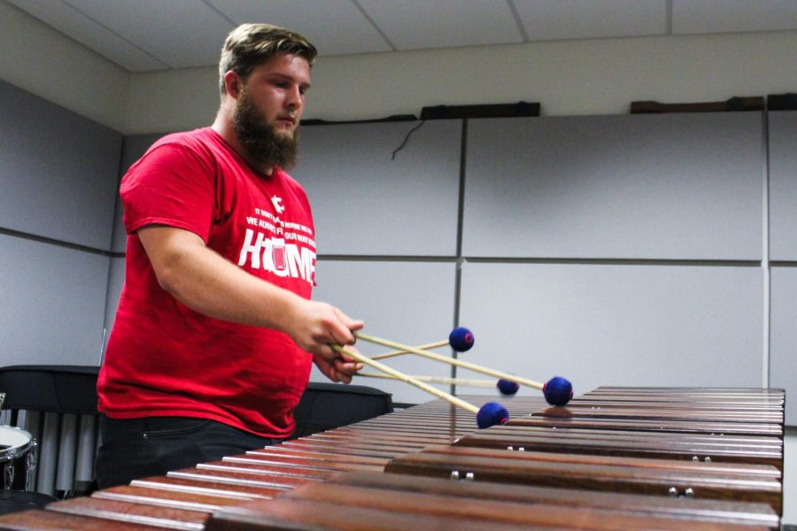 Music student Nick Theriault will perform a classical repertoire on several percussion instruments for a panel of judges Friday.