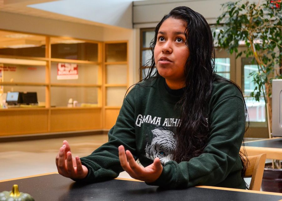 Katerin Gomez, host of Native American Student Mentoring Program, shares her excitement for the Fall Fest on Monday morning in the Lighty Cafe. “The Fall Festival is just a time where mentors and mentees come together after midterms, she said.