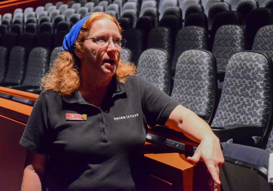 Maintenance custodian supervisor Leila Ruiz shares her custodial horror stories on Thursday morning in the CUB Auditorium, which is supposedly haunted.