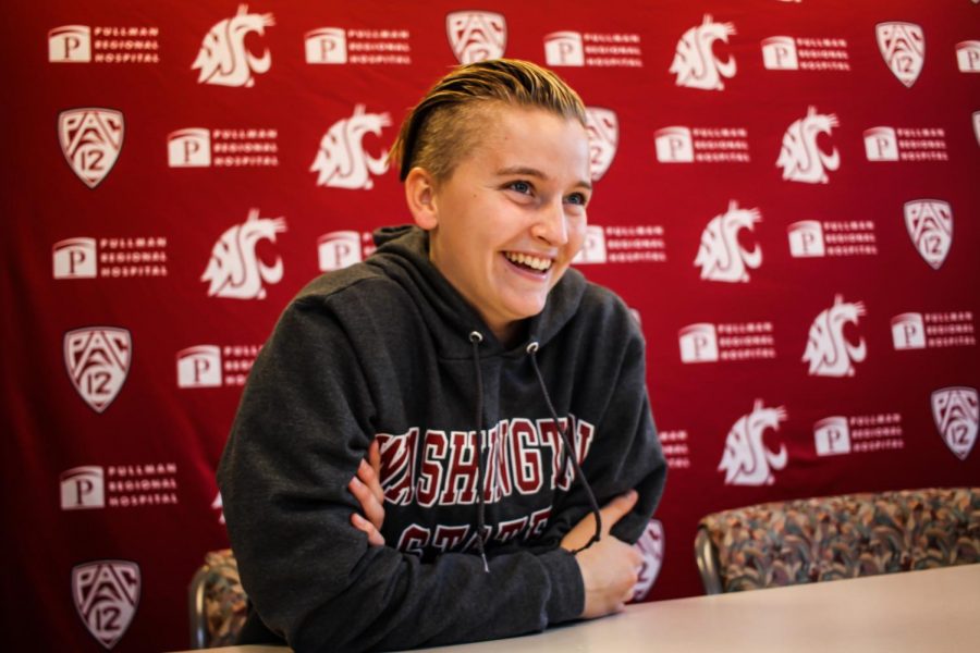 Freshman+goalkeeper+Aly+Hay+talks+about+being+a+goalkeeper+on+the+WSU+women%E2%80%99s+soccer+team+and+her+transition+of+coming+to+Washington+from+Canada%2C+as+well+as+her+experience+in+Australia+on+Oct.+22+in+the+Bohler+Athletics+Complex.