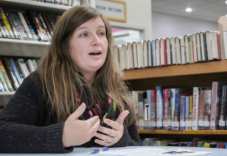 Youth Services Technician Rachael Ritter discusses the reasons for setting up a class for girls to learn coding programs on Friday afternoon at the Neill Public Library.