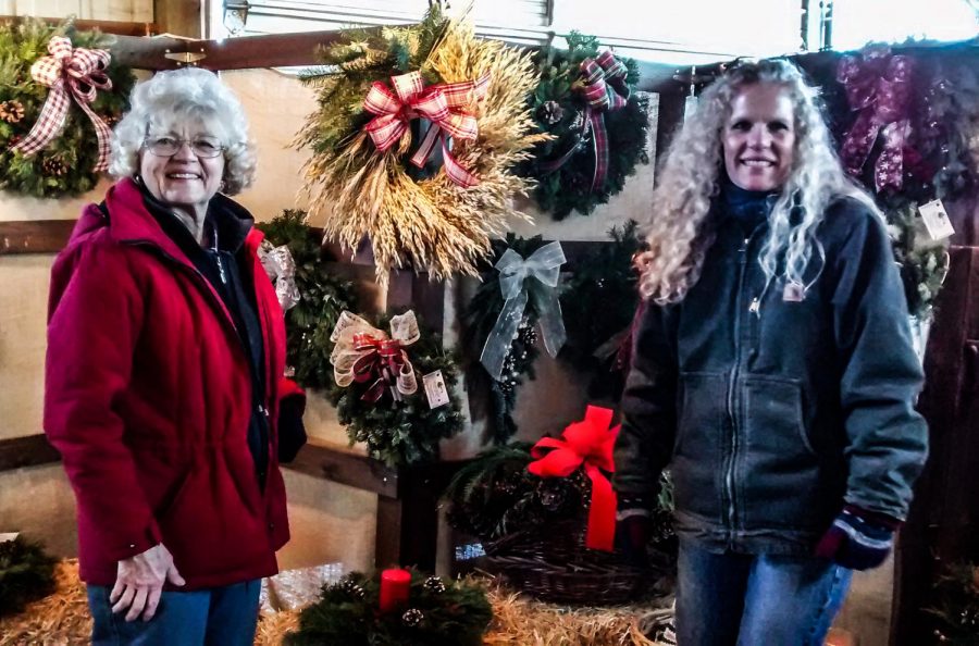 Annette+Brusven+and+her+mother+Carloyn+Leege+are+the+owners+of+Christmas+tree+farms.+They+are+helping+spread+the+holiday+spirit+by+hosting+a+wreath-making+workshop+for+the+community.