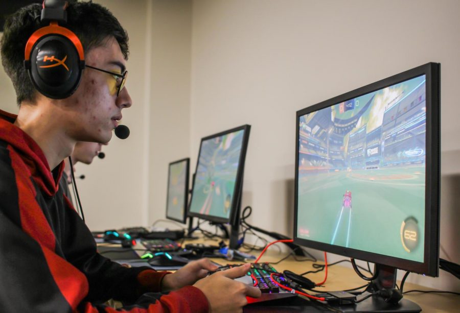 A member from WSU’s Esports Rocket League A team prepares for the inaugural Electronic Gaming Federation’s invitation Tuesday in Chinook Room 25. The event will occur Jan. 18 and 19 in New York City.