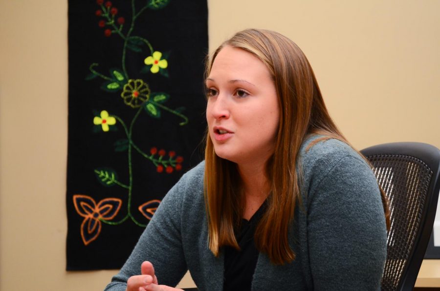 Joelle Berg, retention specialist for Native American programs, discusses the upcoming Dad's Weekend events happening within WSU Native American Programs on Wednesday morning at Cleveland Hall.