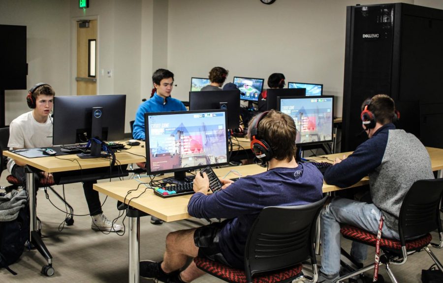 Members of WSU’s Esports Rocket League A team holds practice to hone their video game skills Tuesday night in Chinook 25. Club president Bobby Belter said the club was founded in 2015 and has grown beyond being a source for people to play video games.