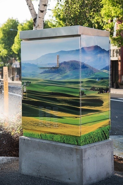 A utility box was decorated by photographer Ken Carper and placed on the corner of Main Street and Grand Avenue. Winning contestants will have their art showcased on a utility box in Pullman on Grand Avenue. 
