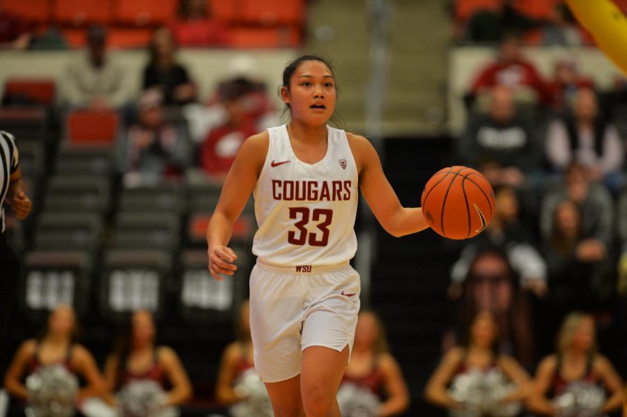 Then-Freshman guard Cherilyn Molina dibbles the ball down the court on March 3 at Beasley Coliseum.