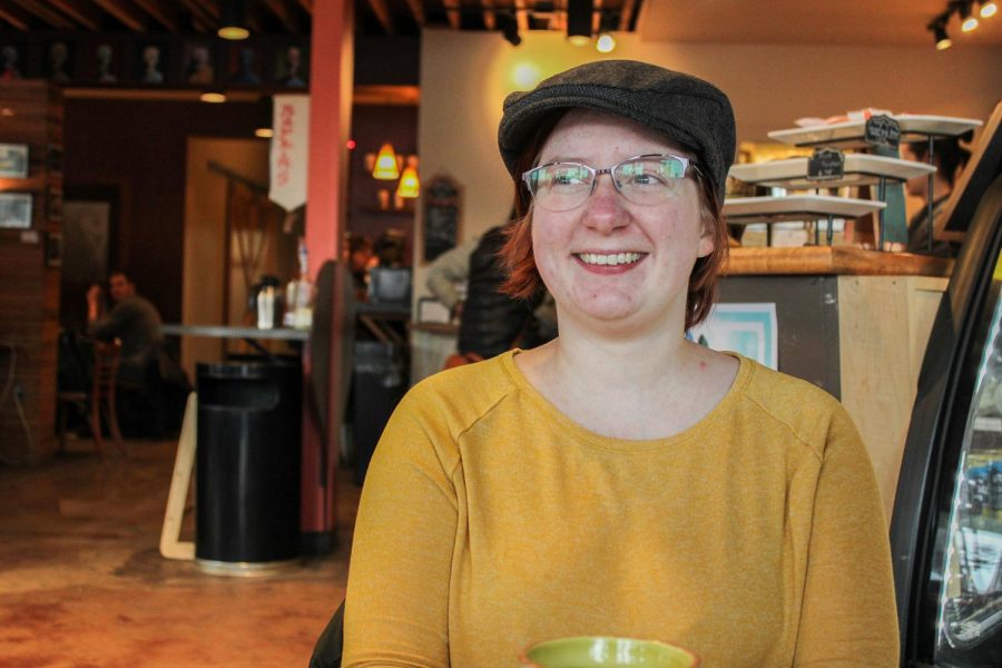 Courtney Berge, general board member of Swing Devils of the Palouse, talks about her favorite things about being in the group on Saturday afternoon at the One World Cafe in Moscow. 

