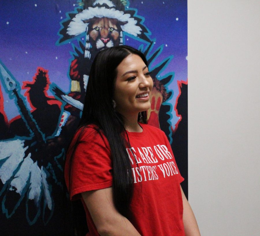 Jaissa Grunlose, chairman of the Native American Womens Association, discusses how she got involved with NAWA on Tuesday evening in the WSU Native Center.