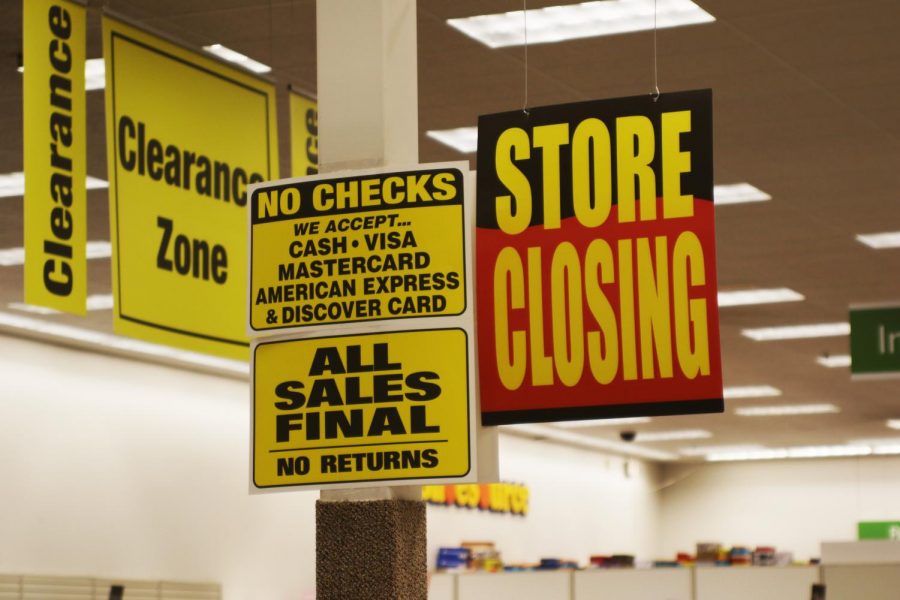 Signs+hang+inside+Shopko+on+the+days+before+its+closing+in+January.+Harbor+Freight+Tools+will+be+occupying+one-third+of+the+space+Shopko+used+to+occupy.+It+is+unknown+what+other+businesses+will+be+in+the+space%2C+Marie+Dymkoski+said.+