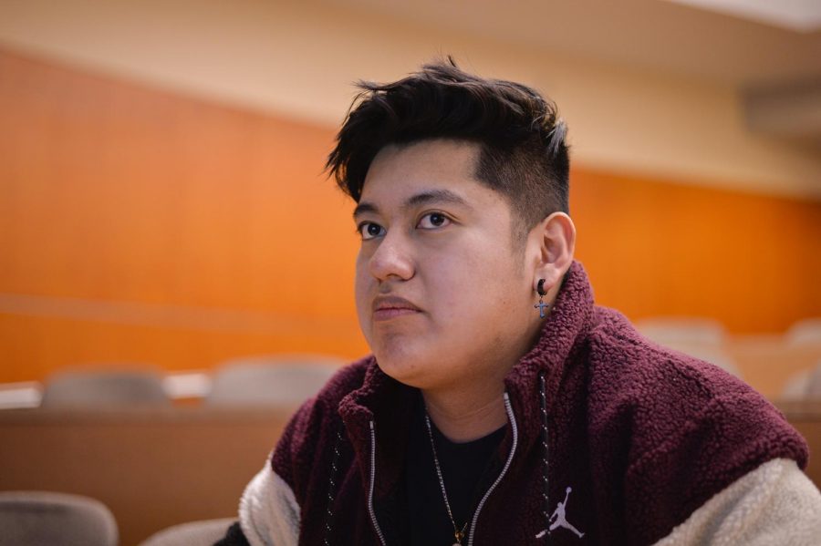 Raul Jimenez, new empowerment and self-determination co-chair elect, talks about what he plans to do within his new position on Monday evening in the Smith Center for Undergraduate Education. 