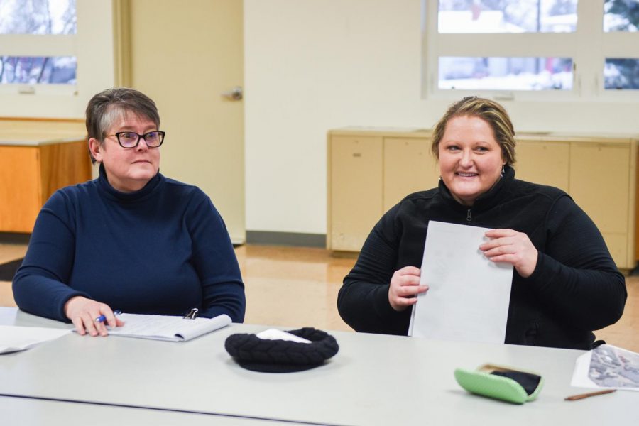 Merlene Greenway, Pullman Parks and Recreation administrative assistant, left, and the Lawson Garden Committee approved the motion to add 13 more parking spaces to the parking lot.