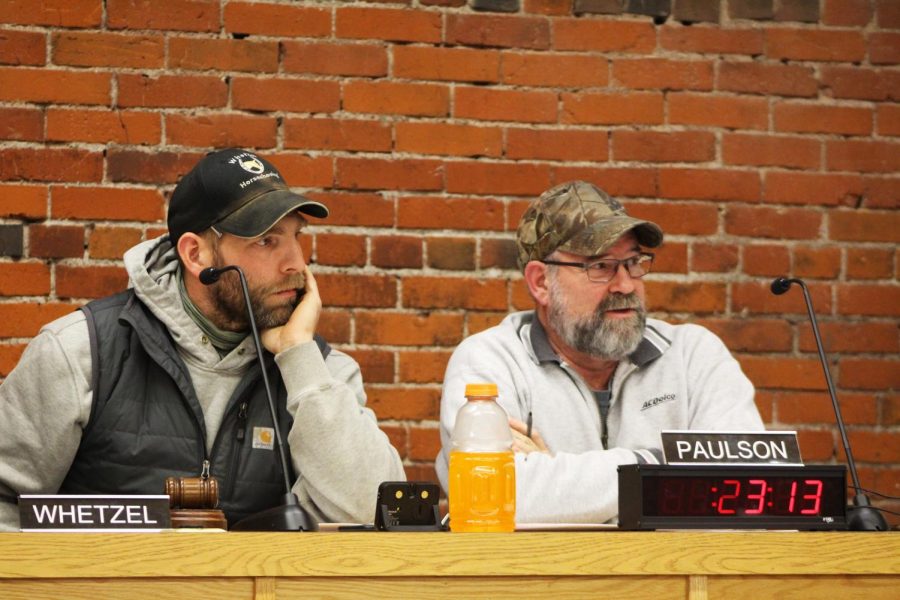 The Whitman County Planning Commission discusses the change in distance that marijuana is allowed to be grown from certain residential lots. Pictured on the left: Chad Whetzel.