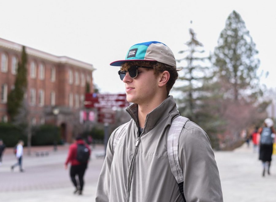 Alexander Sedlach, a junior at WSU, talks about his plans to travel to Utah over spring break on a Friday afternoon on the Terrell Mall.
