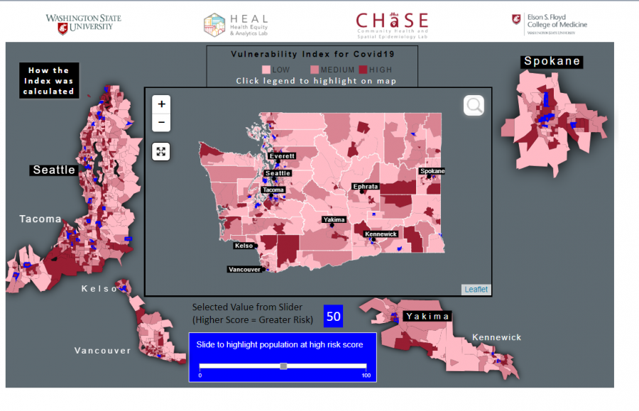 Researchers at WSUs CHaSE Lab created an interactive map that shows what areas of Washington are most vulnerable to COVID-19.