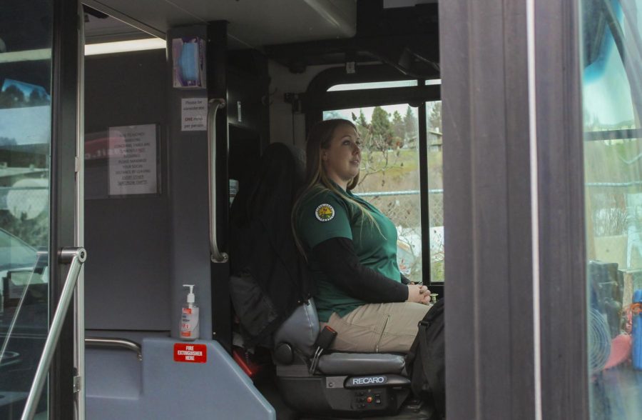 Pullman Transit driver Tabitha Ries is a part of the bus washing crew and is required to scrub everything in the bus from the walls to the ceilings. “It was really an intense five-hour shift for sure because there’s a lot of scrubbing,