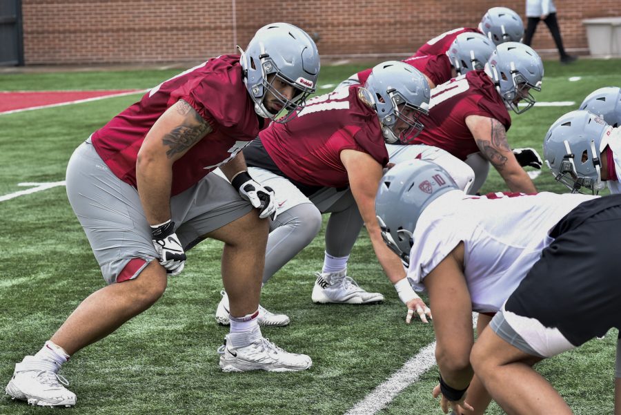 Offensive tackle Abraham Lucas prepared for the fall 2020 season opener as he lined up against his teammates on the practice field Oct. 10.