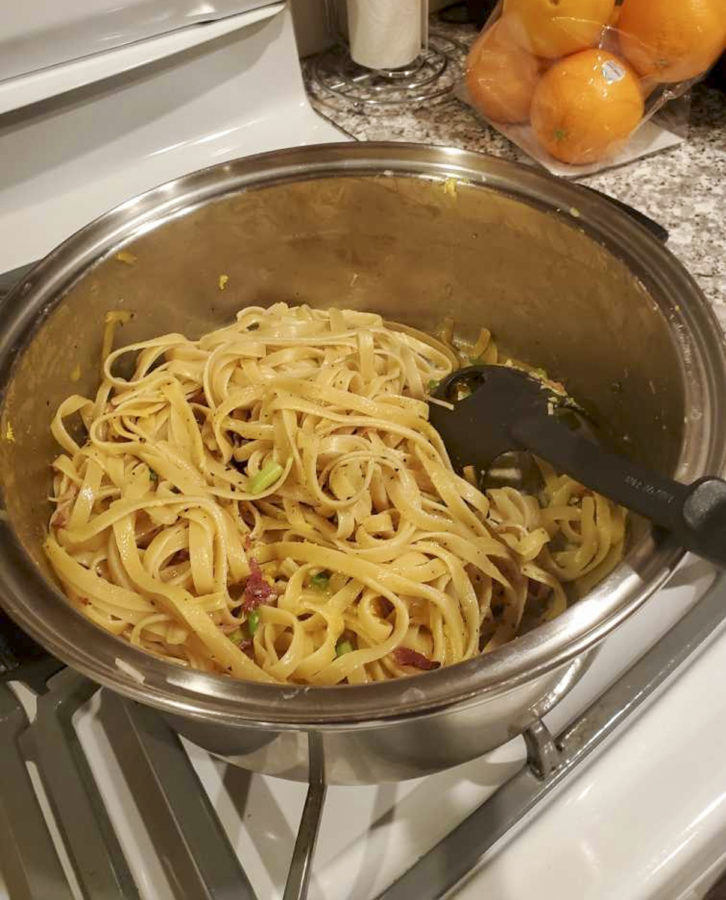 Easiest pasta around, and you can make plenty to have for leftovers the next day. Reheat either in the microwave or on a pan with a little butter.  