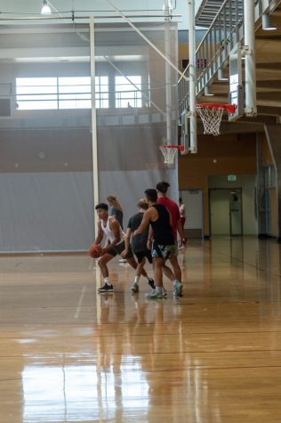 The Student Recreation Center has four indoor basketball courts to play inside and a couple outside.