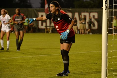 WSU goalkeeper Marissa Zucchetto guards her goal Sept. 9, 2021, at the Lower Soccer Field.