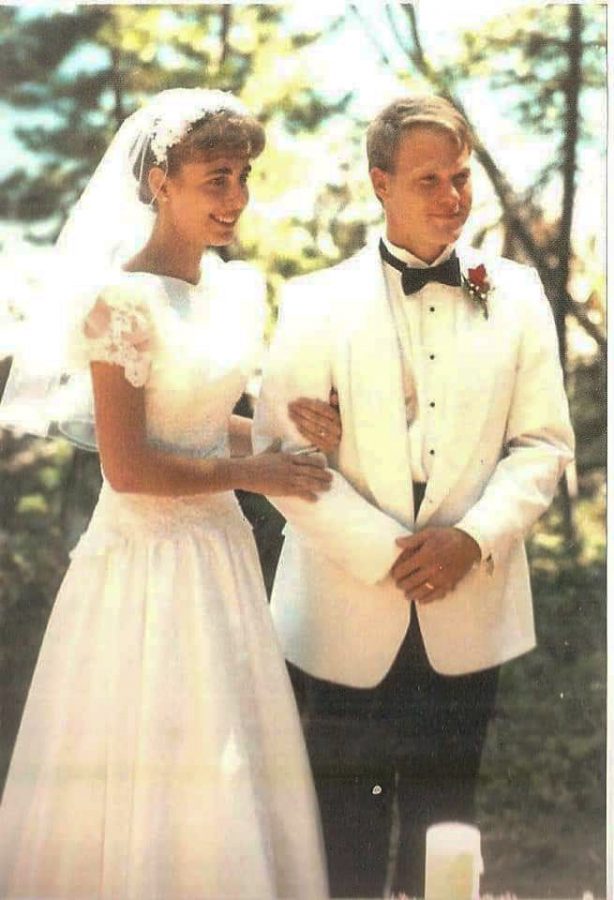 Dan and Netta Haller are pictured here on their wedding day on August 3, 1993. The couple was married at Nettas family cabin on Bumping Lake.